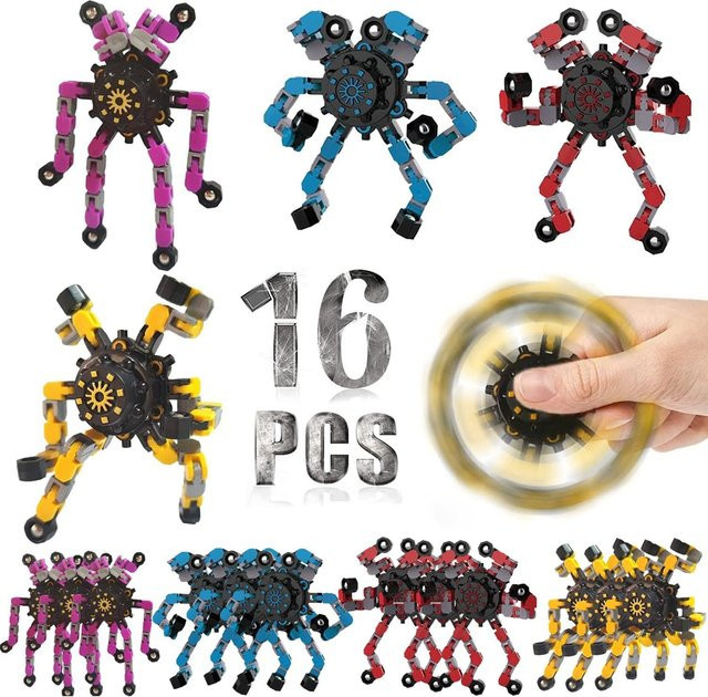 JK-ZMM Verformbare Kette Roboter Spinner, 12-16-teiliges Set, Stress Relief Gyro Spielzeug - Bild 1