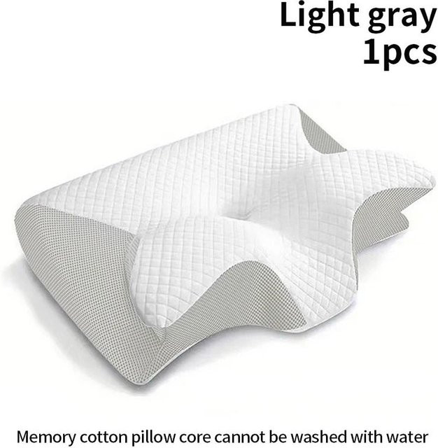 Ergonomisches 2-in-1 Nackenkissen aus Memory-Schaum in Grau für orthopädischen Schlaf und Reisen - Bild 1