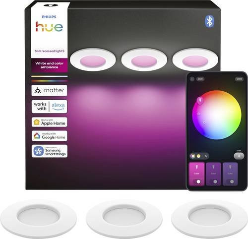 Philips Hue White & Colour Ambiance LED-Einbauleuchte Set, Weiß, rund, Durchmesser: 9 cm, 3 Stück - Bild 1