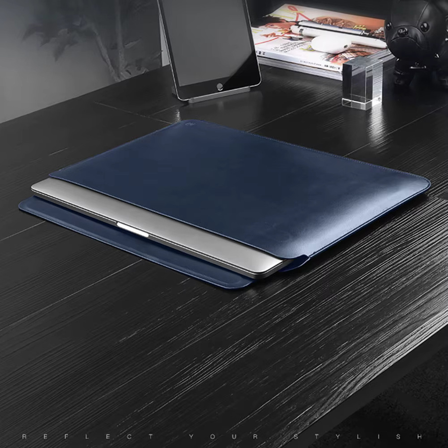 Laptop-Hülle aus PU-Leder für Apple MacBook Air 15,3 und 13,6 Zoll sowie MacBook Pro 13, 14 und 16 Zoll in Schwarz und Blau - Bild 2