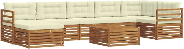 vidaXL Sofagarnitur 8-teilig aus Massivholz Akazie in Natur und Creme/Beige - Bild 1