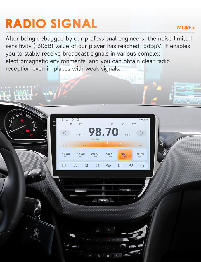 OSSURET Android 14 Autoradio für Peugeot 208 und 2008 (2014 - 2018) mit 10,1 Zoll Display, Qualcomm 6115, kabelloses CarPlay, Android Auto, 4G, Bluetooth, GPS und DSP in Schwarz - Bild 4