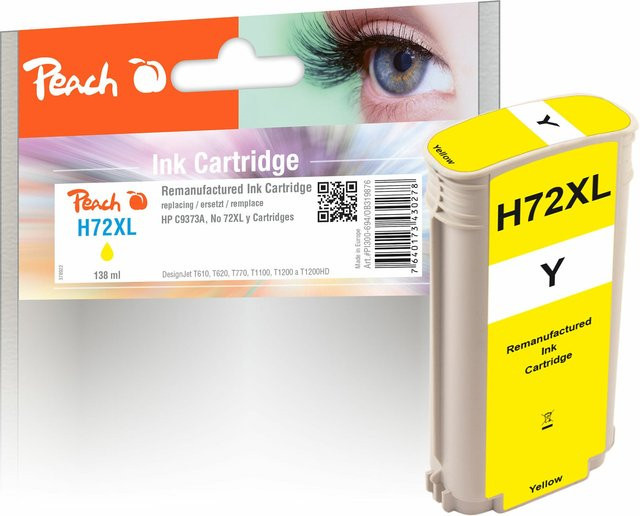 Peach HP 72 XLY Druckerpatrone XL Gelb (wiederaufbereitet) für HP DesignJet T 1100 24 Inch, HP DesignJet T 1100 44 Inch und HP DesignJet T 610 - Bild 1