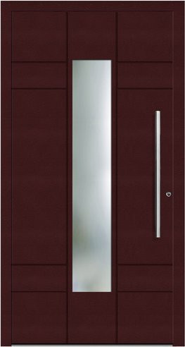 KNOCK Aluminium-Haustür Terra Nova in Purpur-Rot mit Glaseinsatz, modern, RC2, B: 110,0 cm, H: 210,0 cm, T: 58,4 cm - Bild 1