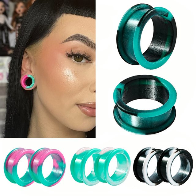 Ohrringe Silikon, Marmorfarbe, Bunt, 8–38 mm, Unisex - Bild 1