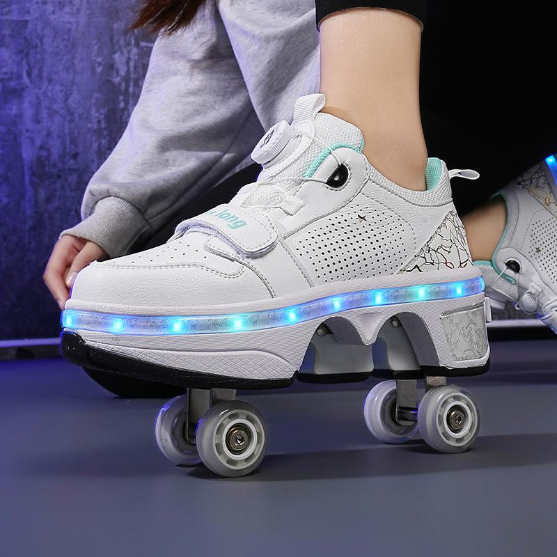 Runaway Shoes Vierrad-Deformation Sportschuhe mit Lichtern, Aufladbare Rollschuhe - Bild 2