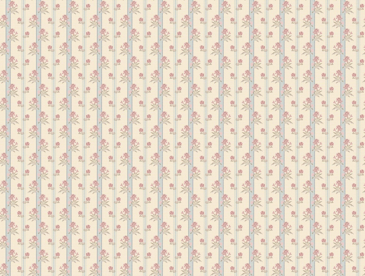 Quenin Tapete Mademoiselle Porcelaine in Beige, Pink und Multicolour mit botanischem Vintage-Design aus Vlies - Bild 1