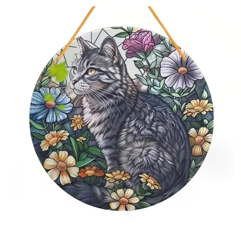 Runder Sonnenfänger mit Katzenmotiv von Potdemiel aus Acryl in Multicolour zur Aufhängung für Garten und Zuhause, Durchmesser: 20 cm - Bild 3
