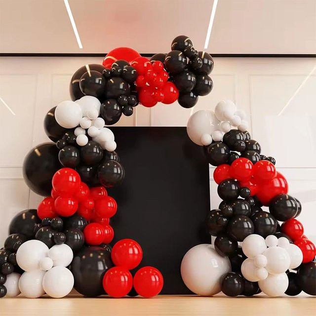 Mtrong Te Luftballon-Girlandenbogen-Set aus Latex mit 98 Stück in Rot, Schwarz und Weiß für Geburtstag, Hochzeit und Party-Dekorationen - Bild 1