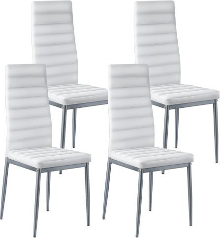 VEVOR Esszimmerstuhl Set aus 4 Stück, moderner gepolsterter Leder-Stuhl in Weiß mit Metallbeinen für Esstisch und Küche - Bild 1