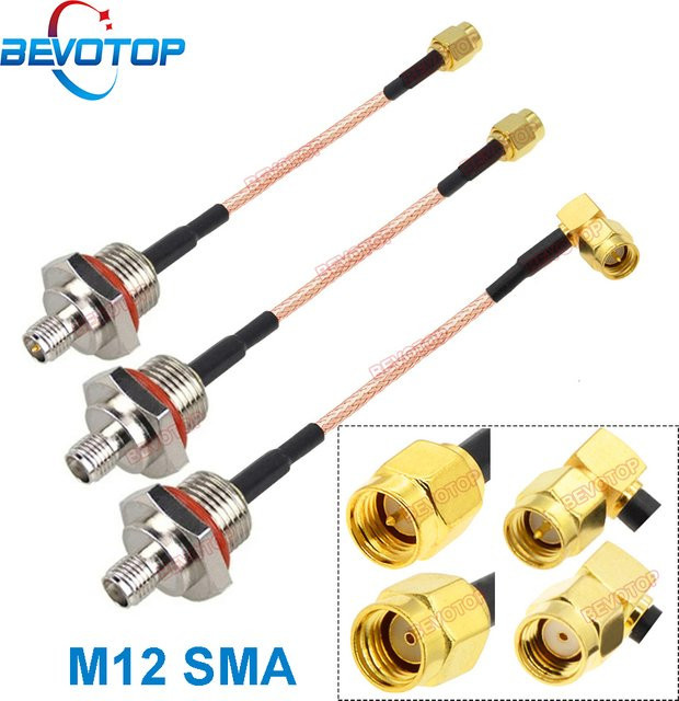 Bevotop M12 SMA RG316 Koaxialkabel mit wasserdichtem Schott, SMA/RP-SMA weiblich zu SMA/RP-SMA männlich, 50 Ohm RF Verlängerungs-Jumper - Bild 1
