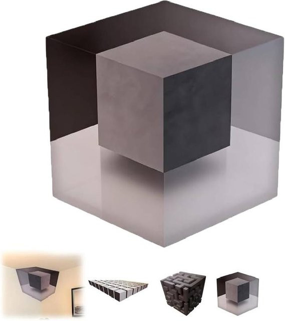 VKTECH 3D-Illusions-Wandaufkleber Labyrinth-Würfel in Grau, wasserdichter und abnehmbarer Eck-Aufkleber für moderne Wandkunst und Raumdekoration - Bild 1