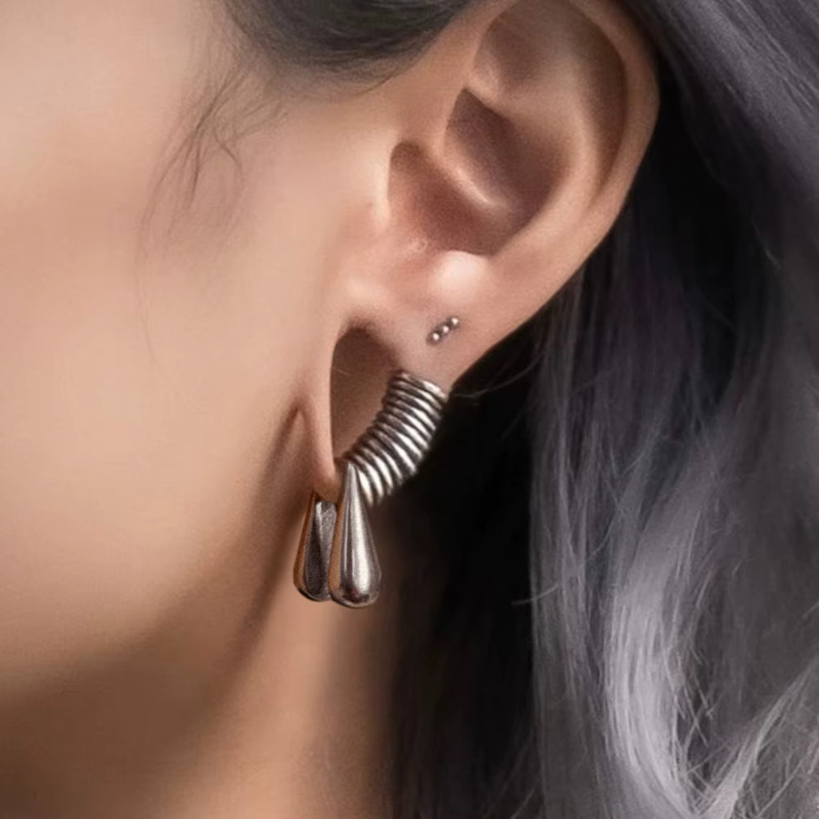 Ohrhänger Wassertropfen, Edelstahl, 10 mm, Unisex - Bild 3