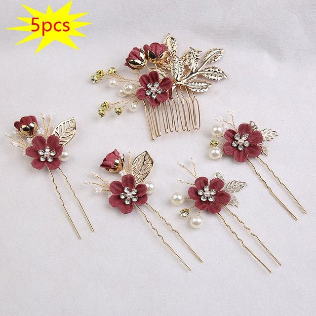 Haarschmuck Set, Blume, Perlen, Damen - Bild 1