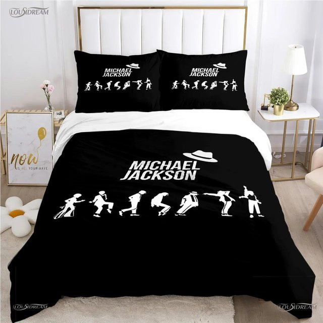 Bettwäsche-Set Michael Jackson mit 3D-Druck, Softura Bettbezug und Kissenbezug aus Mikrofaser, Schwarz, B/L: 173 x 218 cm - Bild 1