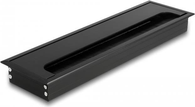 Delock Kabeldurchführung für Tischeinbau mit Bürste, Schwarz, B/T/H: 28 x 8 x 2,8 cm - Bild 1