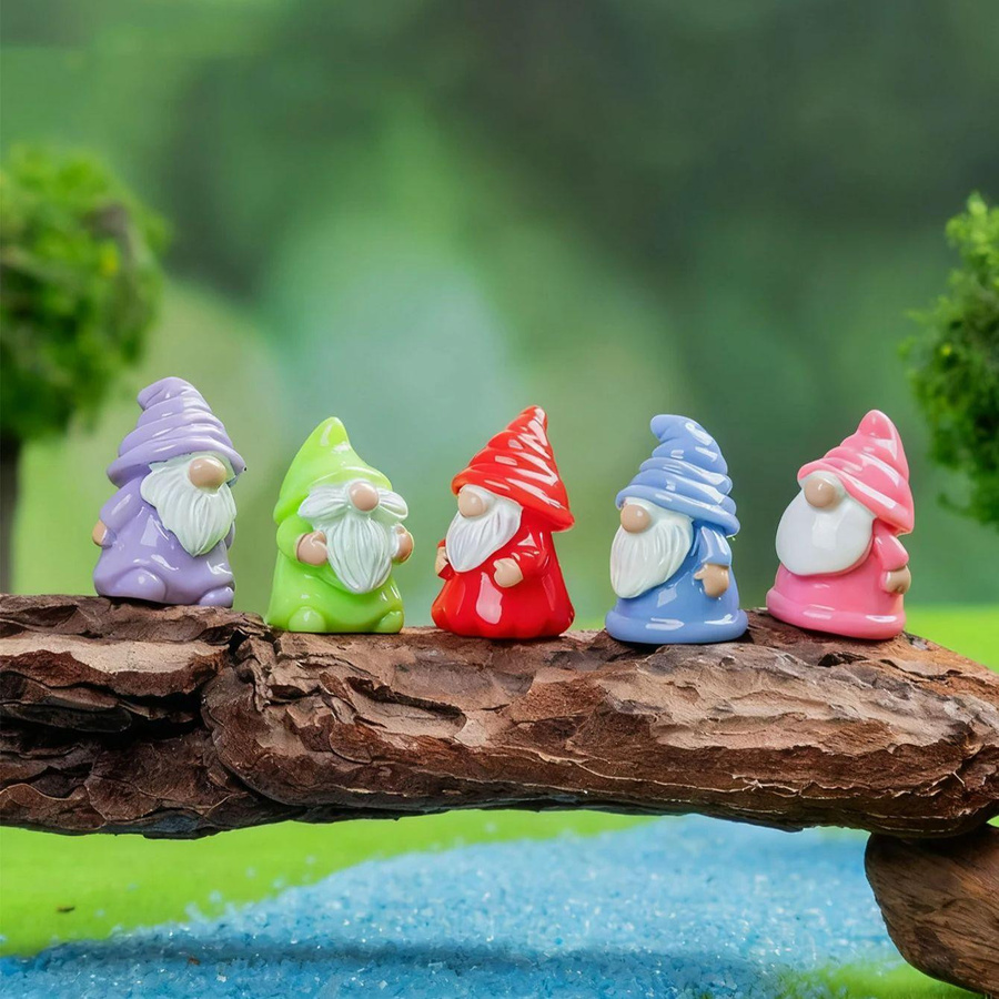 Set aus Mini-Gnom-Statuen von Yiran toy in Multicolour, dekorative Harz-Figuren im pastoralen Stil für deinen Feengarten oder als Weihnachtsgeschenk - Bild 3