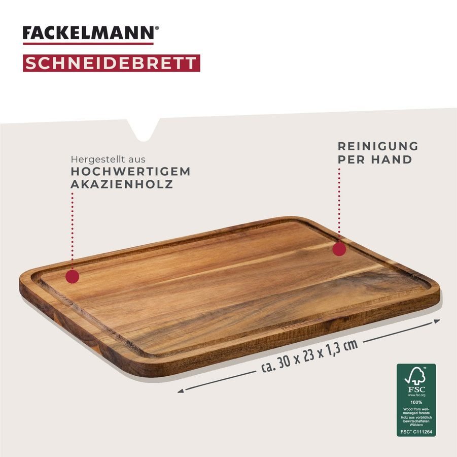 Fackelmann Schneidbrett Blossom Harmony aus Akazie in Braun, B: 30 cm, T: 23 cm - Bild 2