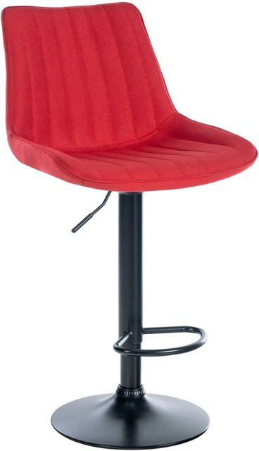 DELUKE Barhocker RIO moderner Barstuhl mit Lehne aus Stoff und Kunstleder in Rot und Schwarz, drehbar 360 Grad - Bild 1