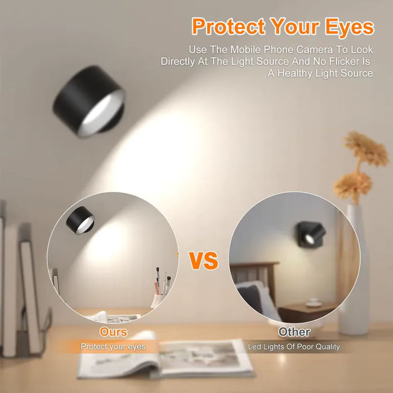 Dimmbare LED Wandleuchten mit Fernbedienung, Wiederaufladbare Magnetische Nachtlampe mit 3 Farbtemperaturen und 360 Grad Rotation - Bild 3