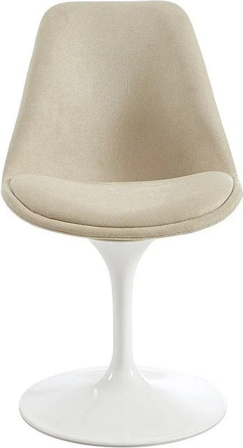 Vente-unique Stuhl Xafy in Beige und Weiß aus texturiertem Stoff und Stahl, B/T/H: 46 x 48 x 79,5 cm - Bild 1