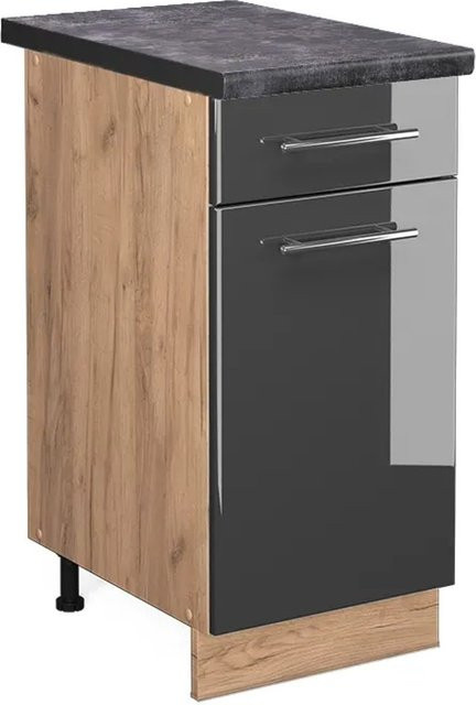 Vicco Küchenunterschrank Fame-Line in Anthrazit Hochglanz und Goldkraft Eiche, B/T/H: 40 x 60 x 82 cm - Bild 1
