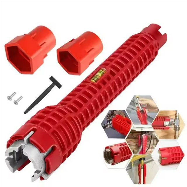 8-in-1 Multi Key Flume Magic Wrench Mehrzweckschlüssel für Sanitärarbeiten in Rot - Bild 1