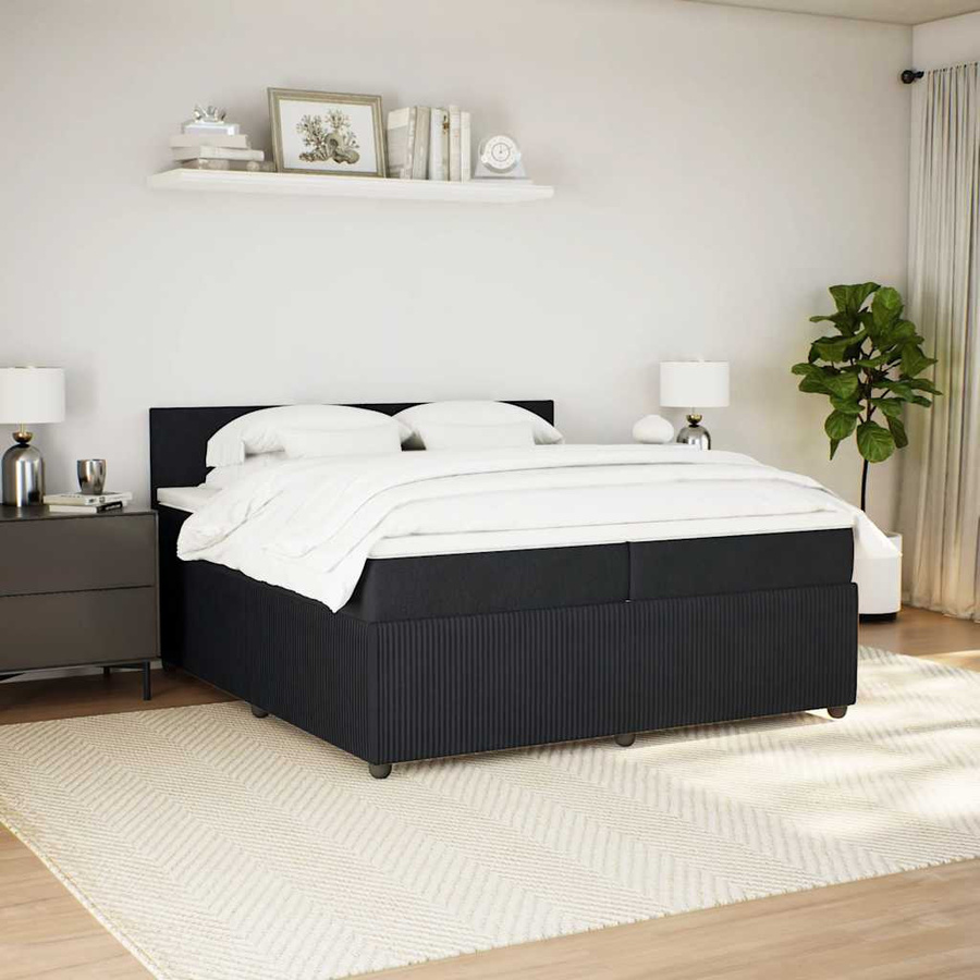 vidaXL Boxspringbett mit Matratze Schwarz Samt B/T/H: 200 x 200 x 100,5 cm - Bild 4