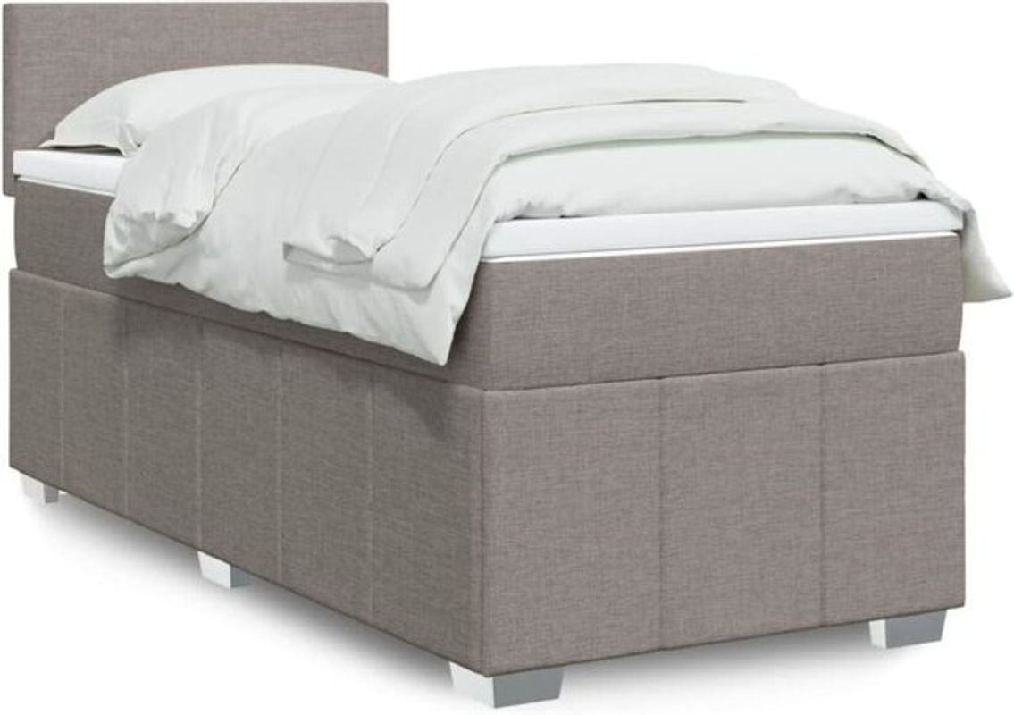 vidaxl Boxspringbett mit Matratze in Taupe meliert aus Stoff, B/T: 100 x 200 cm - Bild 1