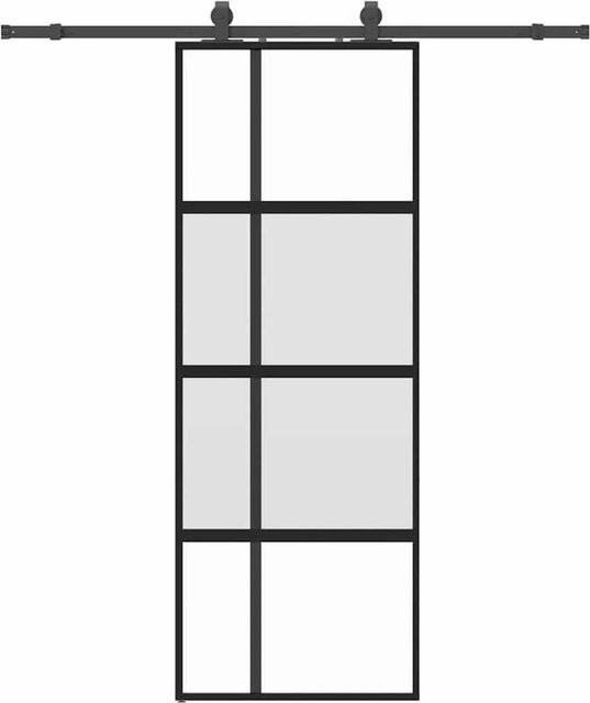vidaXL Schiebetür aus Hartglas mit Beschlag in Schwarz, B: 76 cm, H: 205 cm - Bild 1