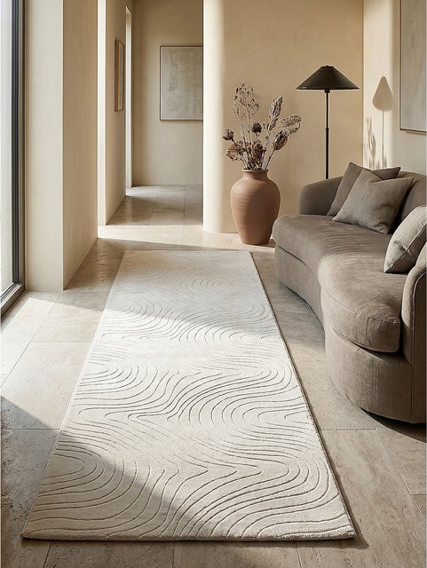 Antirutsch Läufer Kadima Design in Creme mit Wellenmuster, B/T: 80 x 150 cm - Bild 1