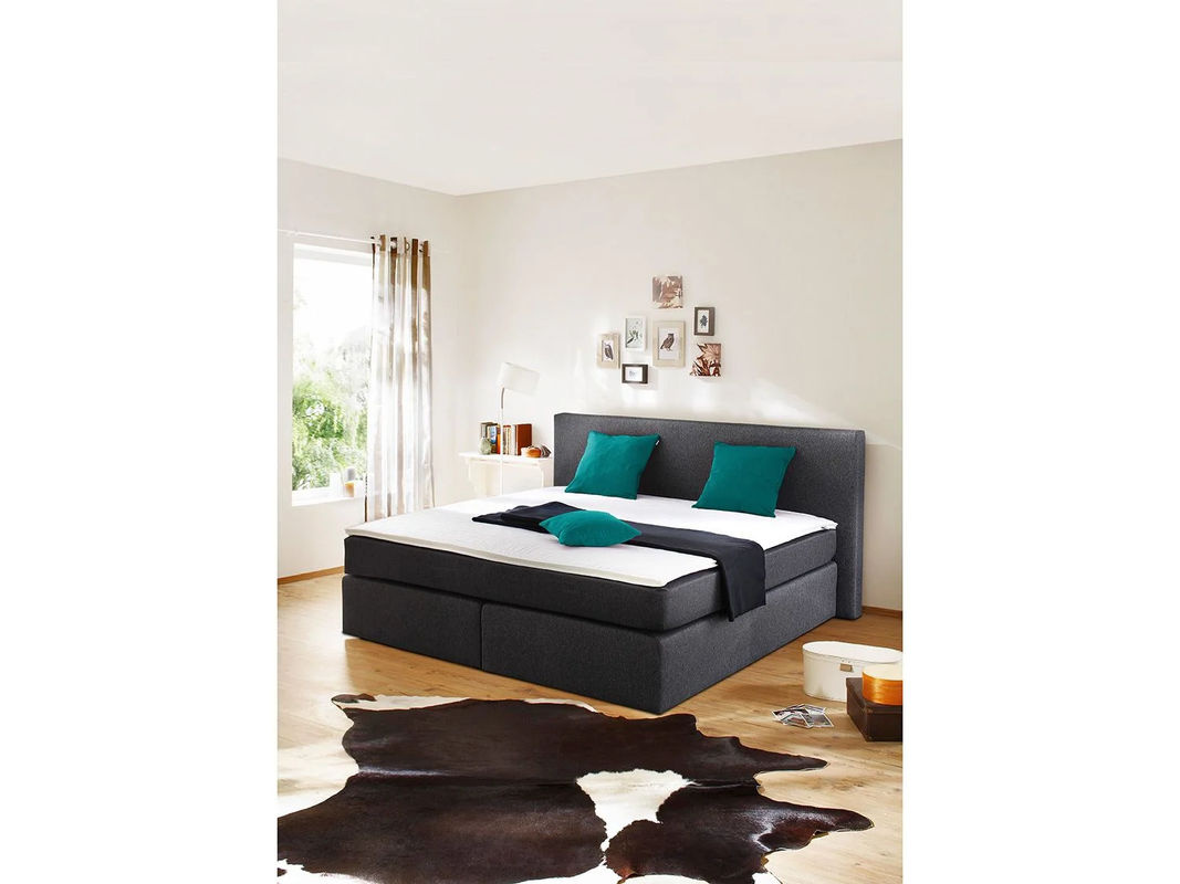 SUN GARDEN Boxspringbett DARWIN in Anthrazit mit Bonell-Federkernmatratze und Topper, B/T: 140 x 200 cm - Bild 2
