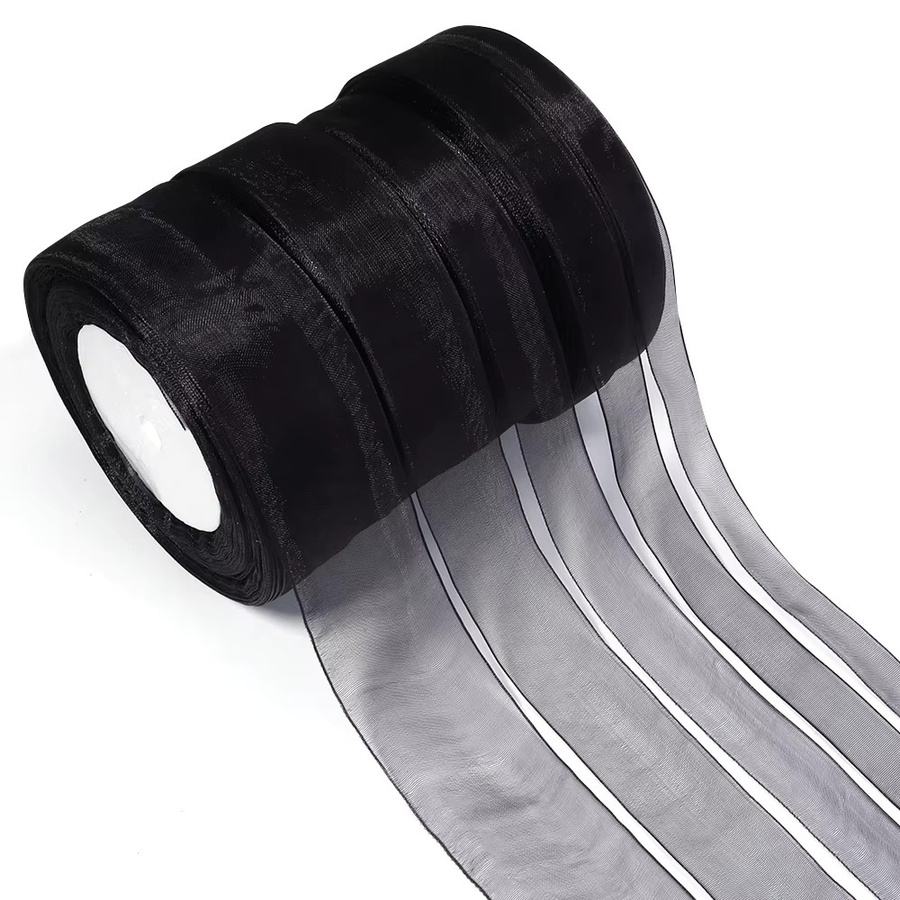 Organza Chiffon Band für Wein, Hochzeit und Dekoration, 50 Yards, Farben: Rot, Schwarz, Grün - Bild 2