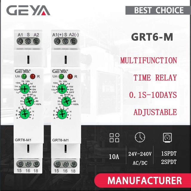 GEYA Multifunktions-Zeitrelais GRT6-M 10A ACDC 24-240V Weiß DIN-Schiene 0,1s-10 Tage Zeitverzögerungsrelais mit 10 Funktionsoptionen - Bild 1