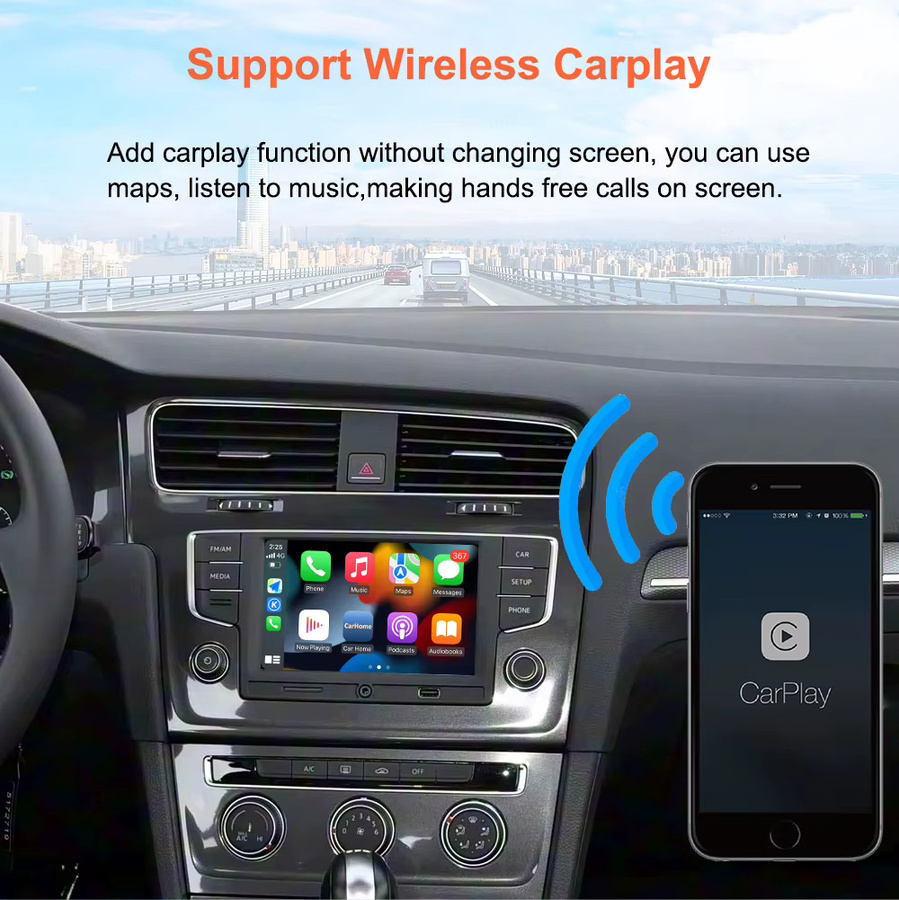 Bonroad Kabelloses CarPlay und Android Auto Modul mit Airplay und AutoLink Mirror für VW Volkswagen MIB MIB2 Golf 7 Polo Passat B8 Tiguan in Schwarz - Bild 3