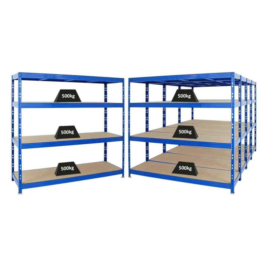 5x PROREGAL Rhino Profi Schwerlastregal Blau, H x B x T: 180 x 200 x 60 cm, mit 4 verstellbaren MDF-Holzplatten-Ebenen, 500 kg Fachlast pro Ebene - Bild 2