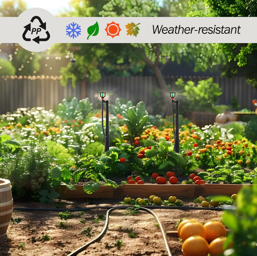 MUCIAKIE 10er Set 360-Grad-Düse Bewässerungssprinkler mit 55 cm Pfahl für 1/4 Zoll Schlauch in Schwarz für Garten und Gewächshaus - Bild 6