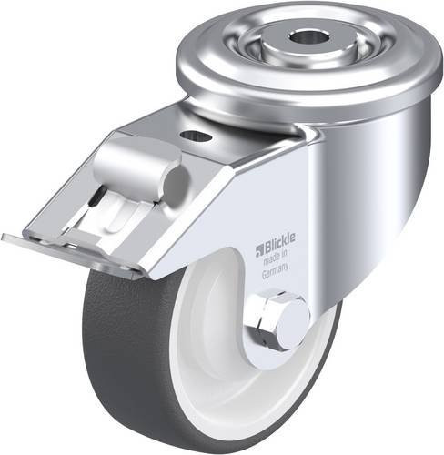 Blickle LKR-POTH 100KA-FI Lenkrolle mit Feststeller in Grau, Weiß und Silber, Rad-Durchmesser: 100 mm, Tragfähigkeit: 300 kg - Bild 1
