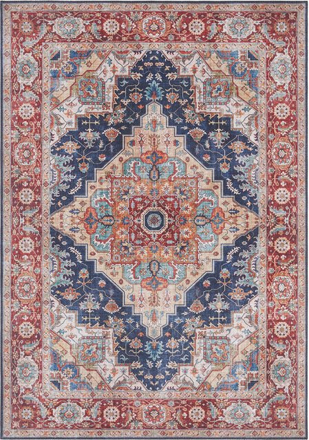 NYVI Teppich Asmar Indigoblau Sylla mit floralem und orientalischem Design, B/T: 120 x 160 cm - Bild 1