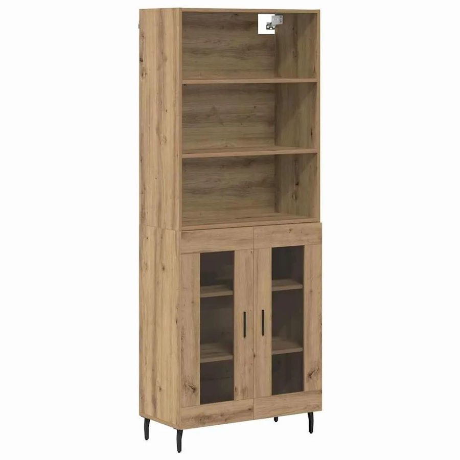vidaXL Highboard Artisan-Eiche mit Glastüren und Regalen, B/T/H: 69,5 x 34 x 180 cm - Bild 2