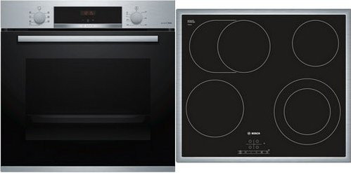 Bosch Herdset bestehend aus Backofen HBA4330S0 und Glaskeramikkochfeld PKN645B17 in Edelstahl und Silber - Bild 1