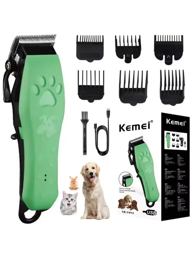 Kemei Tierpflege-Haarschneidemaschine KM-cw10 Elektrischer Wiederaufladbarer Katzenscherer und Hundehaar-Trimmer in Grün - Bild 4