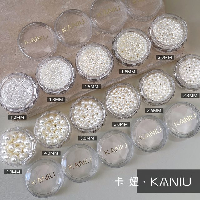 Kaniu 3D-Nagelschmuck, rund, hochglänzend, Imitationsperle, gemischte Größe - Bild 1