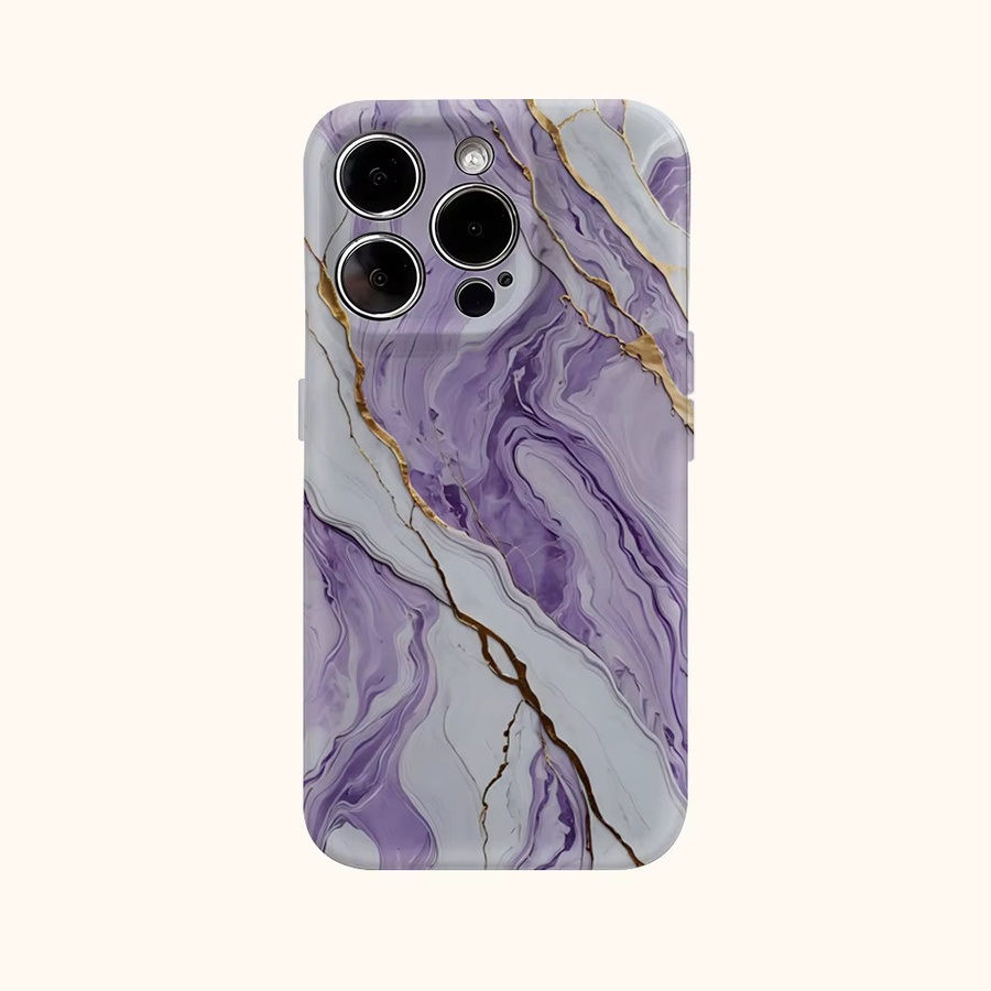 Potdemiel Handyhülle mit Lila Kintsugi Marmor Design für iPhone 11 bis iPhone 17 Pro Max Plus mit doppelschichtiger Rückseite - Bild 2