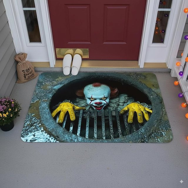 Lodestar Halloween Horror Clown Fußmatte mit 3D-Effekt für Eingang, Küche oder Badezimmer, B/B: 40 x 60 cm, Mehrfarbig - Bild 1