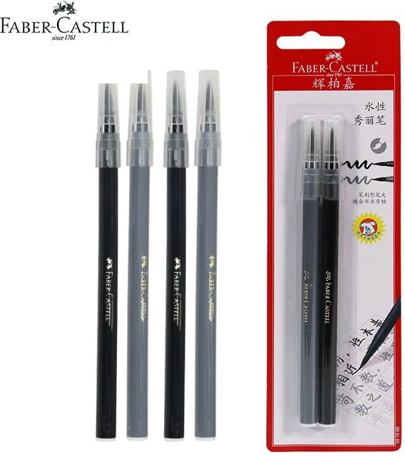 Faber Castell Aquarell-Kalligrafie-Pinselmarker auf Wasserbasis mit weicher Spitze zum Zeichnen und Schreiben - Bild 1