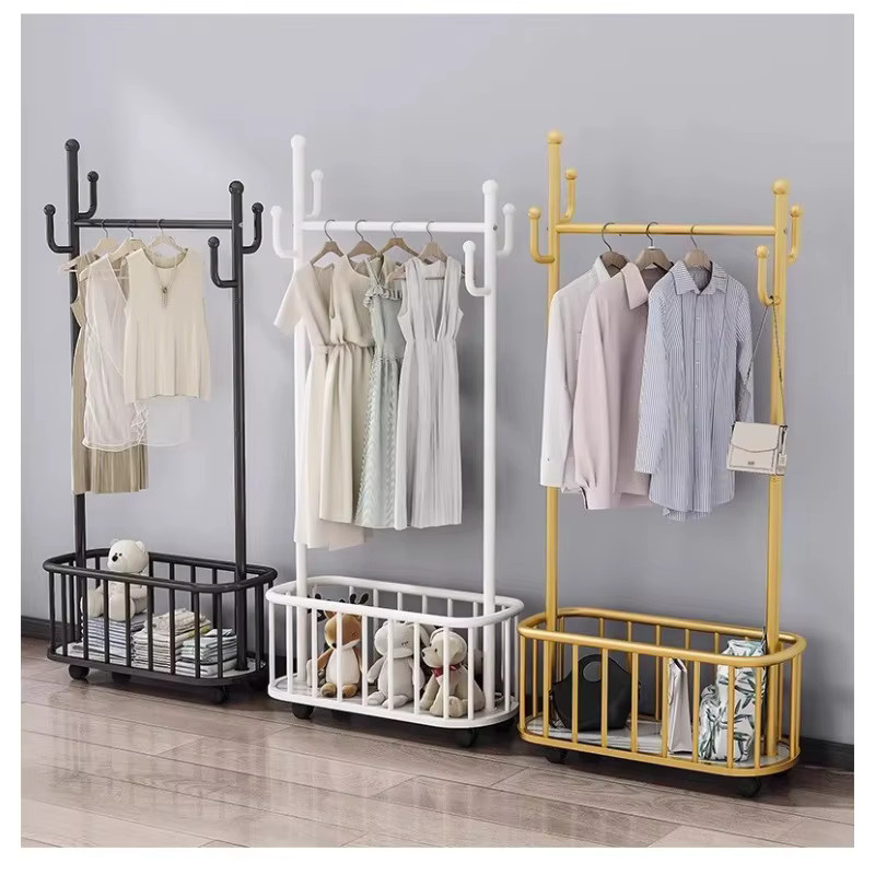 LIUSHADUOLA Garderobenständer aus Metall in Weiß, Boden-Decke Kleiderständer und Kleiderbügel für das Schlafzimmer - Bild 2