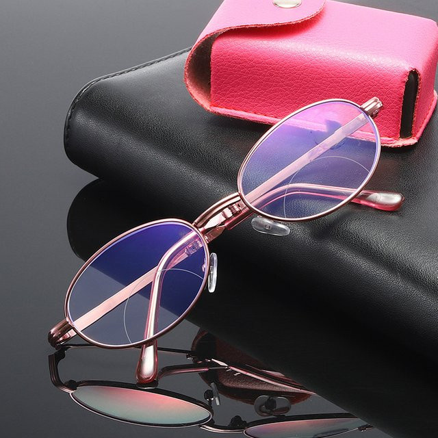 CHUANCHEN Lesebrille, oval, Vollrand, Metall, pink, Damen - Bild 1