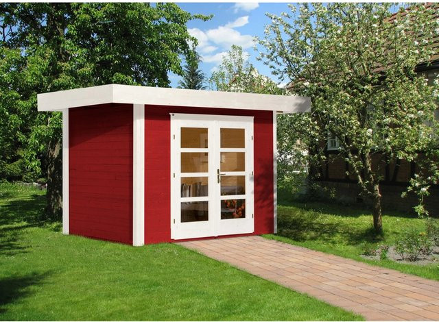 WEKA Gartenhaus 126 Gr.1 aus Holz in Schwedenrot mit Flachdach und Vordach, B/H/T: 356 x 226 x 211 cm - Bild 1
