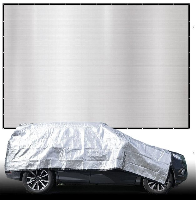 AMANKA Aluminium Schattennetz aus HDPE in Grau und Silber, B: 700 cm, T: 600 cm - Bild 1